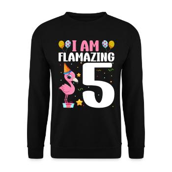 Je suis Flamazing 5 ans Flamingo 5ème anniversaire - Sweat-shirt Unisexe - noir - Devant - Alina (178cm) & Michal (187cm)