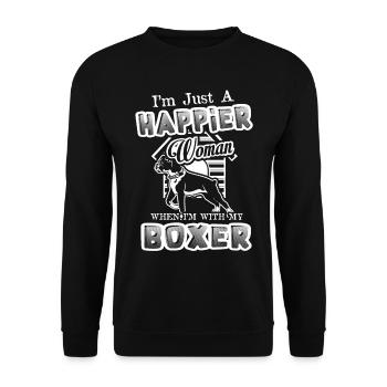I'm Just A Happier Woman With My Boxer Dog - Unisex Sweatshirt - black - Front - Alina (178cm) & Michal (187cm)
