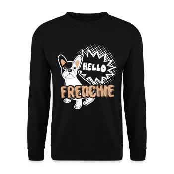 Hello Frenchie French Bulldog - Unisex Sweatshirt - black - Front - Alina (178cm) & Michal (187cm)