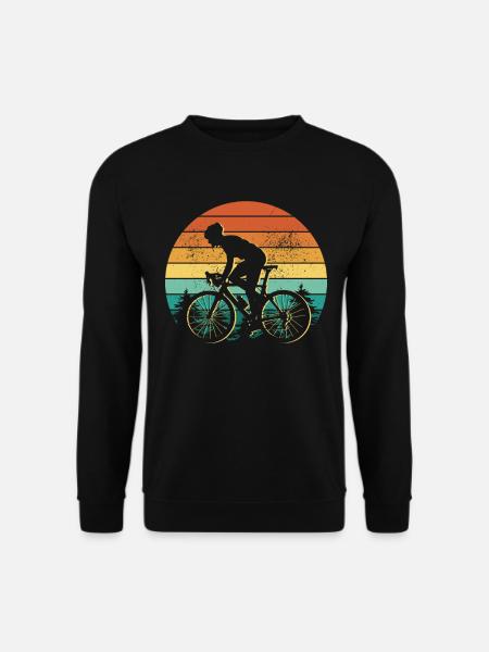 Retro Fahrradfahrer Sonnenuntergang - Unisex Pullover - Schwarz
