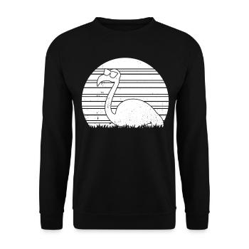 Flamingo Lover Flamingo Retro Flamingo Funny - Unisex Sweatshirt - black - Front - Alina (178cm) & Michal (187cm)