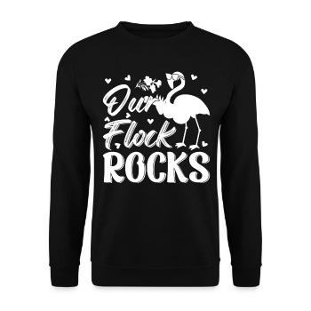 Our Flock Rocks - Flamingo Lover Funny Flamingo - Unisex Sweatshirt - black - Front - Alina (178cm) & Michal (187cm)