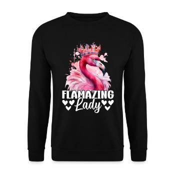 Flamazing Lady - Pink Flamingo Lover Flamingo Girl - Sweat-shirt Unisexe - noir - Devant - Alina (178cm) & Michal (187cm)