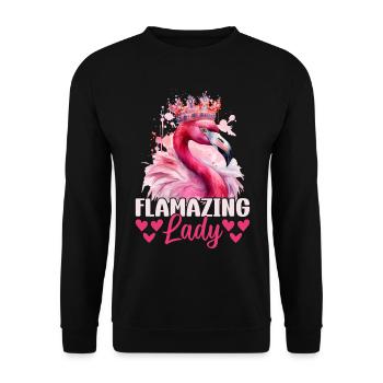 Flamazing Lady Flamingo Lover Flamingo Girl - Sweat-shirt Unisexe - noir - Devant - Alina (178cm) & Michal (187cm)