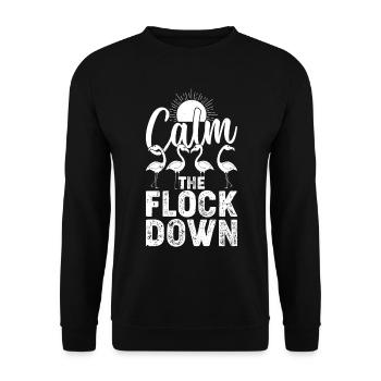 Calm The Flock Down - Pink Flamingo Funny Flamingo - Unisex Sweatshirt - black - Front - Alina (178cm) & Michal (187cm)