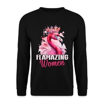 Flamazing Femmes Flamingo Lover Flamingo Girl - Sweat-shirt Unisexe - noir - Devant - Alina (178cm) & Michal (187cm)