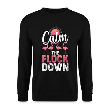 Calm The Flock Down - Flamingo Lover Drôle - Sweat-shirt Unisexe - noir - Devant - Alina (178cm) & Michal (187cm)