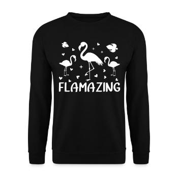 Flamazing Flamingos Pink Flamingo Lover - Unisex Sweatshirt - black - Front - Alina (178cm) & Michal (187cm)
