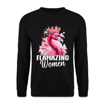 Flamazing Women - Pink Flamingo Lover Flamingo - Sweat-shirt Unisexe - noir - Devant - Alina (178cm) & Michal (187cm)