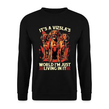 Vizsla It’s A Vizsla World, je ne suis qu’un éleveur de chiens - Sweat-shirt Unisexe - noir - Devant - Alina (178cm) & Michal (187cm)