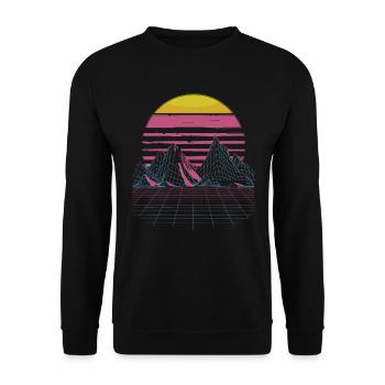 retro-futuristische Cyberpunk-Welt - Unisex Pullover - Schwarz - Vorne - Alina (178cm) & Michal (187cm)