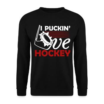 Hockey Puckin Love Hockey - Unisex Sweatshirt - black - Front - Alina (178cm) & Michal (187cm)