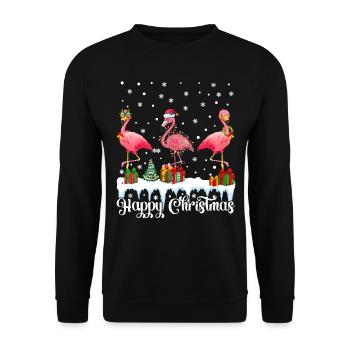Flamingo Lover Flamingo Happy Christmas Flamingos - Unisex Sweatshirt - black - Front - Alina (178cm) & Michal (187cm)