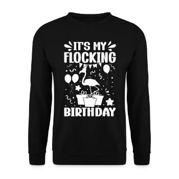 C’est mon anniversaire de flocage Flamingo Lover Flamingo - Sweat-shirt Unisexe - noir - Devant - Alina (178cm) & Michal (187cm)