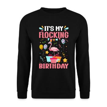 It's my flocking birthday Flamingo Party Flamingo - Unisex Pullover - Schwarz - Vorne - Alina (178cm) & Michal (187cm)