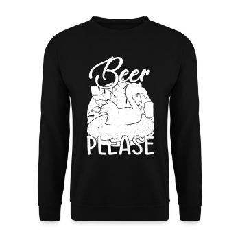 Party Flamingo Beer please Funny Flamingo - Unisex Sweatshirt - black - Front - Alina (178cm) & Michal (187cm)