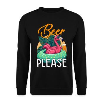 Party Flamingo Beer please Funny Flamingo Party - Unisex Sweatshirt - black - Front - Alina (178cm) & Michal (187cm)