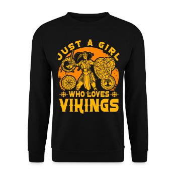 Just a Girl who loves Vikings - Unisex Sweatshirt - black - Front - Alina (178cm) & Michal (187cm)