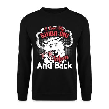 I Love My Shiba Inu To The Moon And Back - Unisex Sweatshirt - black - Front - Alina (178cm) & Michal (187cm)