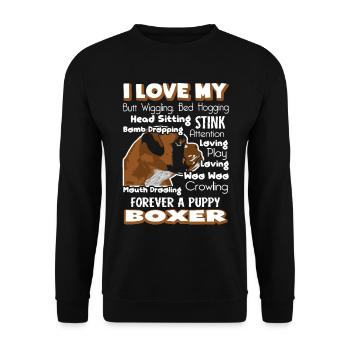 I Love My Puppy Boxer - Unisex Sweatshirt - black - Front - Alina (178cm) & Michal (187cm)
