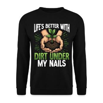 La vie est meilleure avec de la terre sous mes ongles Jardinage - Sweat-shirt Unisexe - noir - Devant - Alina (178cm) & Michal (187cm)