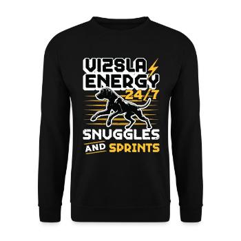 Vizsla Energy 24/7 Câlins et sprints Propriétaire de chien - Sweat-shirt Unisexe - noir - Devant - Alina (178cm) & Michal (187cm)