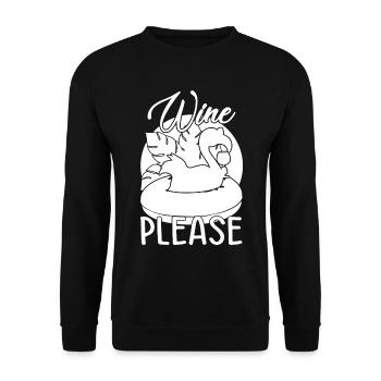 Party Flamingo Wine please Funny Flamingo - Unisex Sweatshirt - black - Front - Alina (178cm) & Michal (187cm)