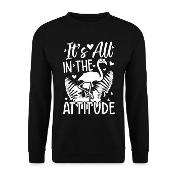 Flamingo - It's All In The Attitude - Funny - Unisex Sweatshirt - black - Front - Alina (178cm) & Michal (187cm)