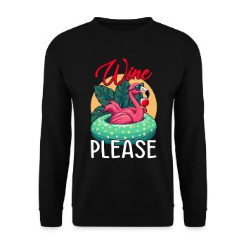 Party Flamingo Wine please Funny Flamingo Party - Unisex Sweatshirt - black - Front - Alina (178cm) & Michal (187cm)
