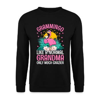 Flamingo Grandmingo Flamingo Grandma - Unisex Pullover - Schwarz - Vorne - Alina (178cm) & Michal (187cm)