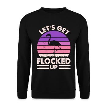 Funny Flamingo - Let's Get Flocked Up - Flamingo - Unisex Sweatshirt - black - Front - Alina (178cm) & Michal (187cm)
