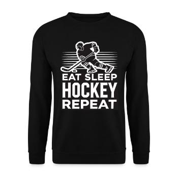 hockey sur glace les joueurs de hockey sur glace mangent dorment hockey répéter - Sweat-shirt Unisexe - noir - Devant - Alina (178cm) & Michal (187cm)