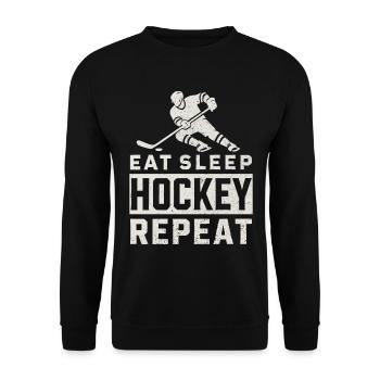 hockey sur glace les joueurs de hockey sur glace mangent dorment hockey répéter - Sweat-shirt Unisexe - noir - Devant - Alina (178cm) & Michal (187cm)