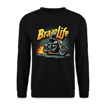 Motorrad Motorradfahrer Motorrad Maschine - Unisex Pullover - Schwarz - Vorne - Alina (178cm) & Michal (187cm)