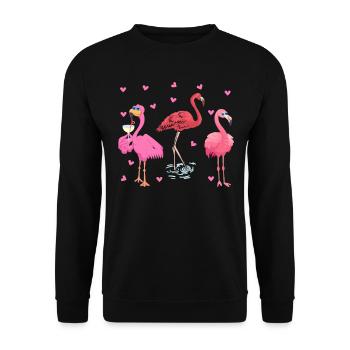 Flamants roses Flamingo Lover Mignon Flamingo - Sweat-shirt Unisexe - noir - Devant - Alina (178cm) & Michal (187cm)