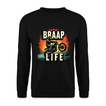 Motorrad Motorradfahrer Motorrad Maschine - Unisex Pullover - Schwarz - Vorne - Alina (178cm) & Michal (187cm)