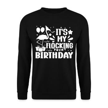 C’est mon anniversaire de flocage Flamingo Lover Flamingo - Sweat-shirt Unisexe - noir - Devant - Alina (178cm) & Michal (187cm)