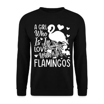 Flamingo Lover - Une fille qui est amoureuse de - Sweat-shirt Unisexe - noir - Devant - Alina (178cm) & Michal (187cm)