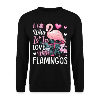 Cute Flamingos - A Girl Who Is In Love With - Unisex Sweatshirt - black - Front - Alina (178cm) & Michal (187cm)