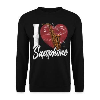 Saxophones Heart I Love Saxophones - Unisex Sweatshirt - black - Front - Alina (178cm) & Michal (187cm)