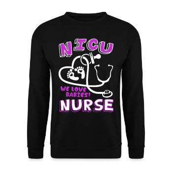 Nicu Nurse We Love Babies - Unisex Sweatshirt - black - Front - Alina (178cm) & Michal (187cm)