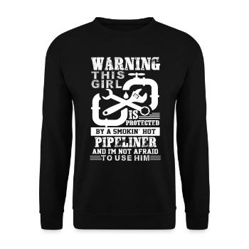 Pipeliner Protected By A Smokin Hot Pipeliner - Unisex Sweatshirt - black - Front - Alina (178cm) & Michal (187cm)