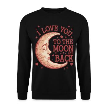Je t’aime jusqu’à la Lune et retour Saint-Valentin - Sweat-shirt Unisexe - noir - Devant - Alina (178cm) & Michal (187cm)
