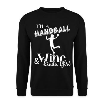 I am A Handball And Wine Kinda Girl - Unisex Sweatshirt - black - Front - Alina (178cm) & Michal (187cm)