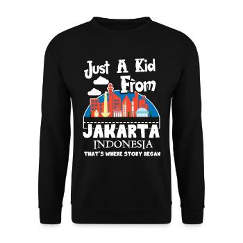 Just A Kid From Jakarta Indonesia - Unisex Sweatshirt - black - Front - Alina (178cm) & Michal (187cm)