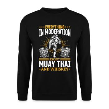 Tout avec modération sauf le Muay Thai et - Sweat-shirt Unisexe - noir - Devant - Alina (178cm) & Michal (187cm)