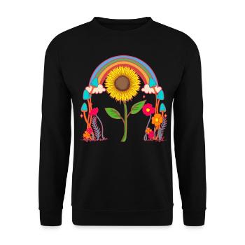 Sonnenblume Natur Blume Regenbogen - Unisex Pullover - Schwarz - Vorne - Alina (178cm) & Michal (187cm)