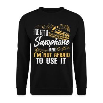 Saxophone J’ai un saxophone et - Sweat-shirt Unisexe - noir - Devant - Alina (178cm) & Michal (187cm)