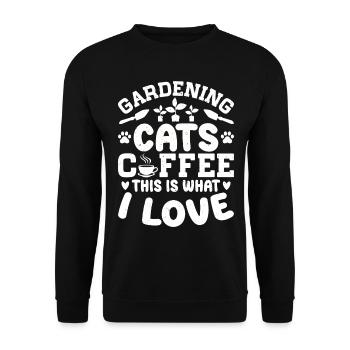 Jardinage chats café c’est ce que j’aime - - Sweat-shirt Unisexe - noir - Devant - Alina (178cm) & Michal (187cm)