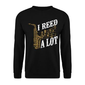Saxophone Pun I Reed A Lot - Unisex Sweatshirt - black - Front - Alina (178cm) & Michal (187cm)
